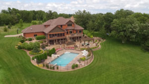 Large backyard with pool, well landscaped