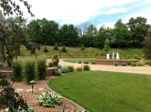 landscape bed and retaining wall